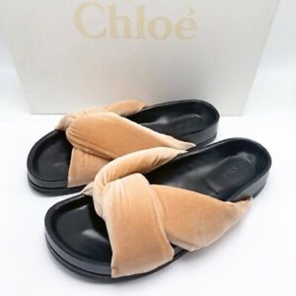 Chloé Nolan Crisscross Twisted Velvet Slides - Picture 12 of 15